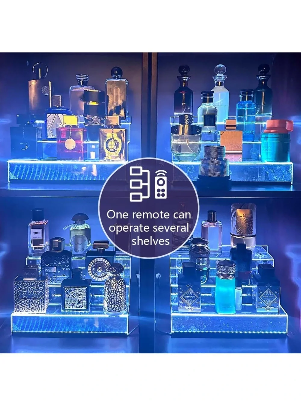 12 IN Clear Acrylic Display Riser Shelf with LED light